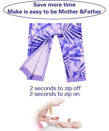 weVSwe Baby Toddler Boy Swimsuit UPF 50+ Sun Protection Rash Guard Swimwear | Purple Leaves | 0-3 Years | Crotch Zipper - Buy Online on GoSupps.com