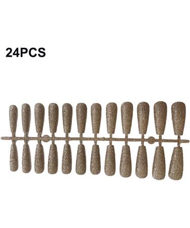 lmoikesz 24 Pieces False Nails Full Cover Extra Long Coffin Style Fingernail Patch Nail Tips DIY Supplies Manicure Decoration champagne - Buy Online on GoSupps.com