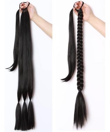 KARLOR Ponytail Hair Extensions 80 cm with Hair Scrunchie Natural Synthetic Hair Braids Hair Extensions for Braiding Long Ponytail Brown Hairpiece for Women - Buy Online on GoSupps.com