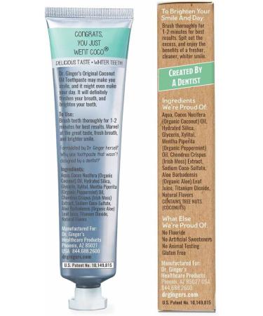 Dr. Ginger's Coconut Oil Toothpaste 4oz - All-Natural Oil Pulling & Xylitol for Fresh Breath, Gum Health, Plaque Prevention, Sensitive Teeth - Coconut Mint Flavor - Fluoride-Free - Buy Online on GoSupps.com