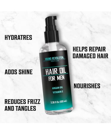 Viking Revolution Hydrating Hair Oil for Men - Vitamin E & Argan Oil Hair Serum - Dry Hair Treatment (3.38 fl Oz) - Buy Online on GoSupps.com