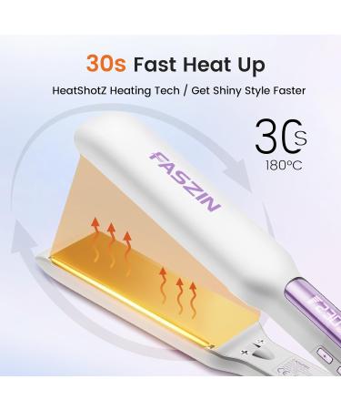 Professional Titanium Hair Smooth Iron 42mm Plates Negative Ion 30s Fast Heating 11 Adjustable Temperatures (130-230 ) - White - Buy Online on GoSupps.com