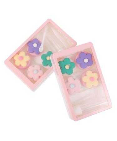 HEALLILY 2pcs Cute Contact Lens Case Portable Contact Lens Box Container Lens Holder with Mirror