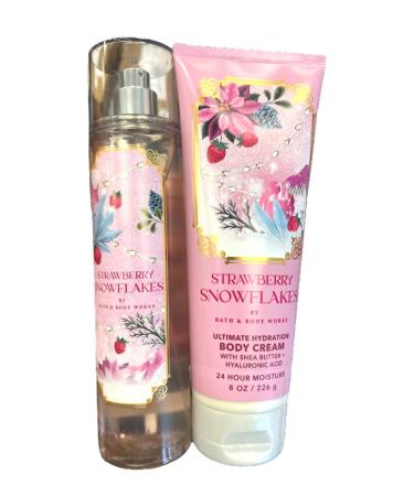 Bath & Body Works Fragrance Gift Sets (Strawberry Snowflakes Mist-Cream Set)