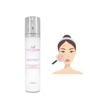 Elimina el acn con el peroxido de benzoilo y retinol Natuhaim - Benzoyl Peroxide and Retinol Cream for Acne-Prone Skin 1.7oz Anti-Aging Treatment