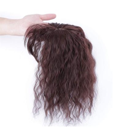 Synthetic Curly Wavy Clip-in Hairpiece with Bangs - 14 Dark Brown | International Shipping Available - Buy Online on GoSupps.com