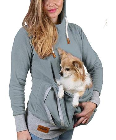 Men's & Women's Gray Long Sleeve Kangaroo Pocket Hoodie - Cat Puppy Sweatshirt XL | International Shipping Available - Buy Online on GoSupps.com