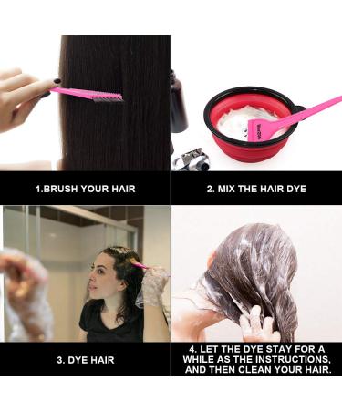 Hair Dye Coloring Kit - Tinting Bowl, Dye Brushes, Sharp Tail Comb - DIY Beauty Salon Tools in Elegant Pink (Set of 3) - Buy Online on GoSupps.com