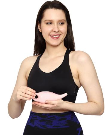 HEALTHANDWEALTH Premium Ceramic Neti Pot with 10 Sachets, Dishwasher Safe - 225ml Capacity, Peach Color - Buy Online on GoSupps.com