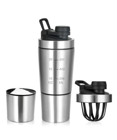 Rocky & Chao Protein Shaker stainless steel 700+200 ml protein protein Shaker cups with powder compartment for sports fitness e protein shaker protein bottle (stainless steel)