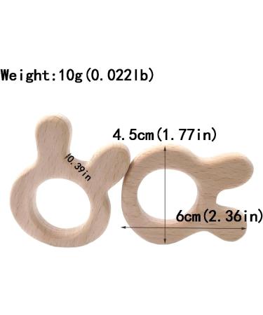 Wendysun 3pcs Cartoon Wood Teether - Natural Animal Rabbit Shape Baby Teething Toy - Buy Online on GoSupps.com