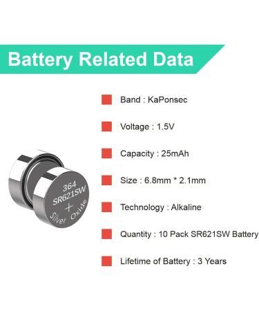 Buy 10 Pack SR621SW 364 363 LR621 164 AG1 1.5V Button Cell Watch Batteries - International Shipping Available - Buy Online on GoSupps.com