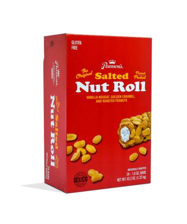 Pearson's Original Salted Nut Roll | Loaded with Vanilla Nougat, Golden Caramel, and Crunchy Roasted Peanuts | Pack of 24 - 1.8 oz. Candy Bars