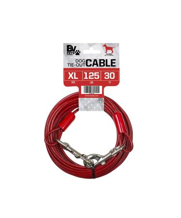 BV Pet Tie Out Cable for Dogs Up to 90/125/ 250 Pounds, 25/30 Feet 125lbs/ 30ft/ Red