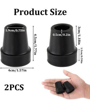 Walking Stick Rubber Ends 19mm 2Pcs - Heavy Duty Black Replacement Tips for Walking Cane, Crutch, Folding Cane - Buy Online on GoSupps.com