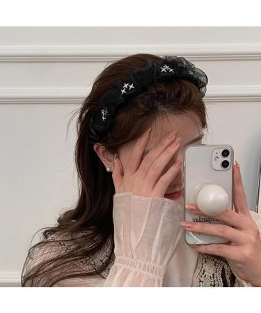 TQUXNGA Women Headband 1.2inch Wide Hairband with Rhinestones Star Hairhoop Headdress Girls Sweet Head Accessory White - Buy Online on GoSupps.com