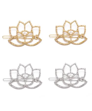 QTMY 4 PCS Metal Lotus Flower Hair Clips - Stylish Hair Accessories - Buy Online on GoSupps.com