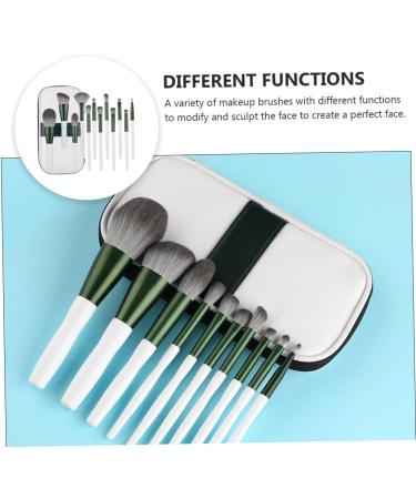 Set of 12 Green Glass Make-Up Eyeshadow Mixing Makeup Black Costume Blush Brush Concealer Brush Eyebrow Brush Eye Brush with Wooden Handle - Buy Online on GoSupps.com