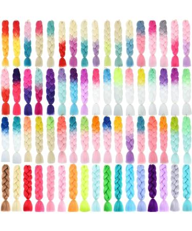 100G 24 Inch Jumbo Braid Crochet Hair Extension For Braids Rainbow Braiding Hair Pre Stretched Synthetic Hair For Girl(B35) 24 inch B35 - Buy Online on GoSupps.com