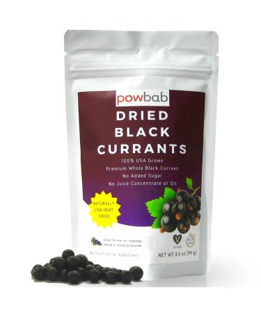 powbab Dried Black Currants - 100% USA Grown Currants Dried Fruit. No Added Sugar, No Oil, No Juice Concentrate. Unsweetened Dried Currants for Baking. Not Zante Currants. Unsulfured (3.5 oz)