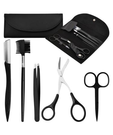 Doryum Eyebrow Tweezers Set for Professionals 6 Pcs Eyebrow Grooming Set Eyebrow Shaping Kit Stainless Steel Tweezers Eyebrow Scissors Trimming Tool for Women Ingrown Hair Facial Hair