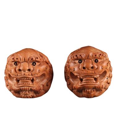 Unbit ballstretcher magnetic stress ball dragon and phoenix lion hand-carved baoding ball used for hand exercises massage handball (color: b)