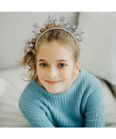 Rhinestone Star Headband | Glitter Crystal Bridal Hair Hoop for Women & Girls - Silver - Buy Online on GoSupps.com