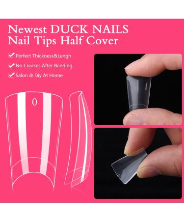 Duck Fan Flare Nail Tips - 500PCS | Clear Natural Crystal Duck Feet Style for Wide French False Nail Extension | Half Cover Acrylic Nails Professional for Y2K-inspired Designs - Buy Online on GoSupps.com