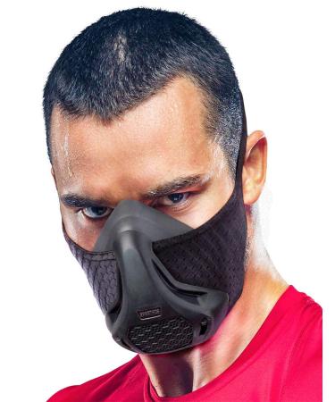 Sparthos Training Mask - Simulate High Altitudes - for Gym, Cardio, Fitness, Running, Endurance and HIIT Training 16 Breathing Levels Midnight Black