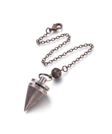 SUNNYCLUE 1 Box Copper Pendulum Dowsing Metal Divination Gold Energy Spiritual Point Pendulum Chain for for Divination Dowsing Wicca Balancing Pointed Cone Pendant Pendulum Red Copper