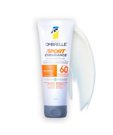 GARNIER Ombrelle Sport Sunscreen Lotion SPF 60 Sweat + Water Resistant Fast Drying Hypoallergenic Fragrance Free 231mL Ombrelle Sport Endurance Water Resistant Sunscreen SPF 60 231 mL