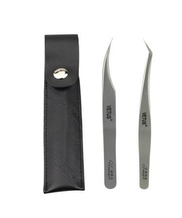 Vetus Ultra Rigidity Curved Dolphin Tweezer - Anti-Static Stainless Steel for Individual Volume Lashes | 1PC with Black Leather Case - Buy Online on GoSupps.com