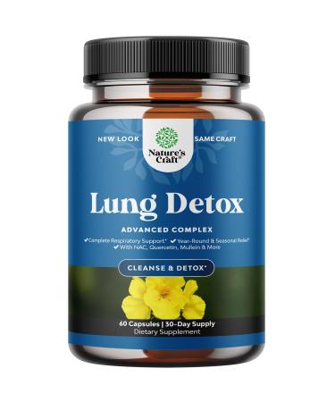 Lung Detox Mullein Leaf Capsules - Purifying Mullein Lung Cleanse Complex with NAC Quercetin & Cordyceps Extracts - Mullein Leaf Herb Respiratory Supplement for Sinus Immunity & Breathing Support 60 Count (Pack of 1)