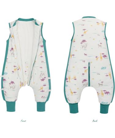 Baby Sleep Sack with Feet Winter 2.5 TOG 100% Cotton | Green Animal XL | Toddler Sleeping Bag for 3-4 Years | Sleeveless with 3 Zipper Methods - Buy Online on GoSupps.com