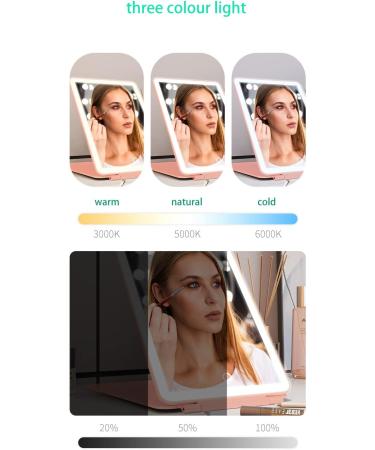 10X Magnification Travel Makeup Mirror with Lights | LED Compact Mirror for Makeup Desk | Light Up Vanity Mirror - Pink - Buy Online on GoSupps.com