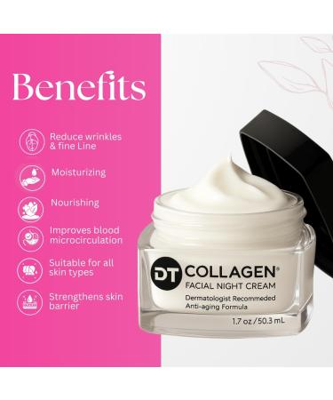 DT Collagen Anti-Aging Night Cream | Wrinkle & Fine Line Moisturizer with Hyaluronic Acid Ceramides & Collagen | Deep Hydration & Overnight Renewal | Lightweight - Buy Online on GoSupps.com