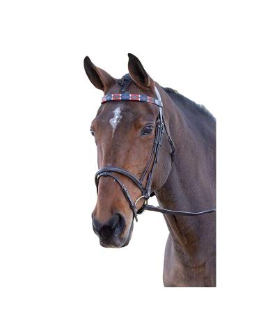 Blenheim Leather Polo Horse Browband - Cob Size in Purple Dark Green & Yellow | International Shipping Available - Buy Online on GoSupps.com