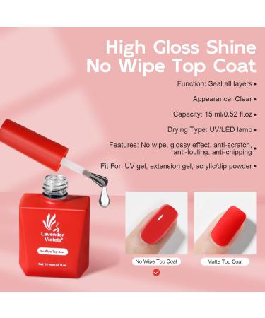 Lavender Violets 15ml x4 Gel Nail Polish Base and Top Coat Set with Nail Prep Dehydrator Rubber Base Gel No Wipe Top Coat Nail Primer Manicure Varnish Nail Care Protection Long Lasting #2578 Nail Primer Rubber Base & Top Coat - Buy Online on GoSupps.com