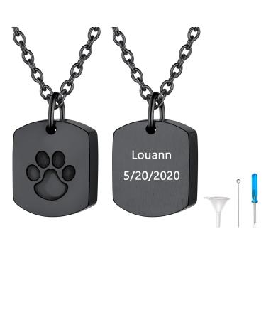 U7 women creamation urn necklace for ash cycle of life/Celtic knot/dog feet/wings/crucifix/cylinder urn chain stainless steel pendant chain fire burial jewelry for men 03-black adaptable