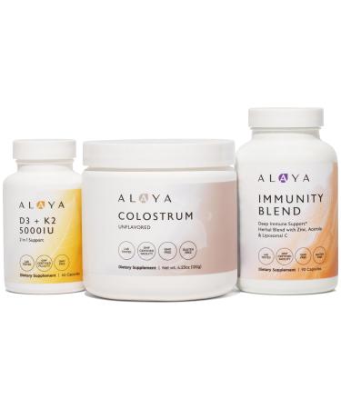 Alaya Immunity Blend, Colostrum & D3 K2 for Daily Immune, Gut & Bone Support - Immunity Starter Bundle