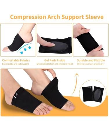 Plantar Fasciitis Arch Support Pads with Gel Compression Sleeves - Comfort Foot Pain Relief for Women Men - Buy Online on GoSupps.com