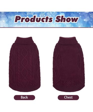 Bingpet Turtleneck Knitted Sweater for Dogs & Cats - Classic Braid Pattern Winter Pullover Coat in Violet | Warm Apparel for Small/Medium Pets - Buy Online on GoSupps.com