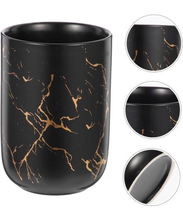 Garneck 4-Piece Black Porcelain Drinkware Set - Stylish Brush & Cup Storage for Home Washbasin & Worktop | 11x7.7cm - Buy Online on GoSupps.com