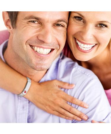 Expandable Medical Alert Bracelet 13mm Width - Diabetic Type 2 - 18cm - Privacy Lift-Up Section - Includes Medical Info Card - Men & Women - Buy Online on GoSupps.com