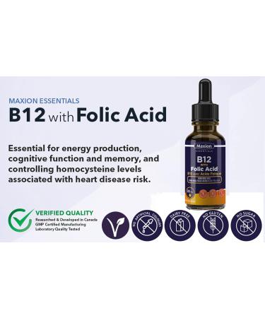 Maxion Vitamin B12 with Folic Acid 1000 mcg to Help Produce Red Blood Cells and Boost Energy Supports Cognitive Function Improved Memory and the Immune System Cherry Flavour 30ml (1) - Buy Online on GoSupps.com