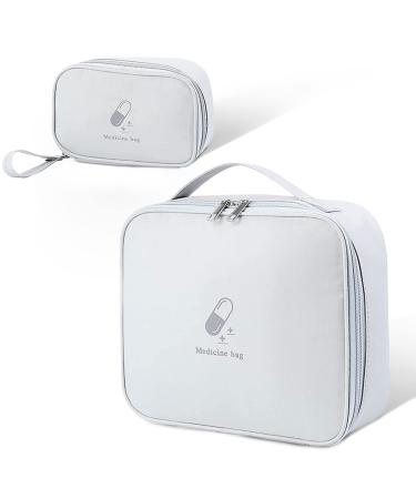 Keraneet 2 pieces medication bag good air permeability travel pharmacy bag waterproof dust repellent medication pocket for travel on the go home office - gray