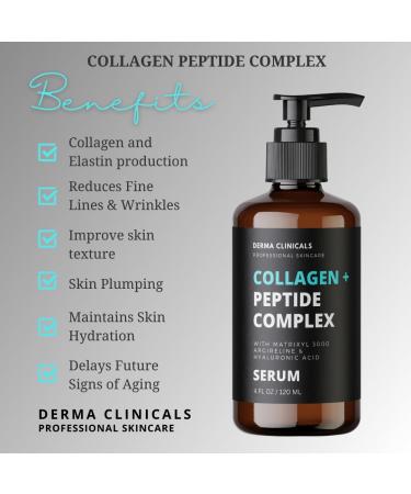 Collagen Peptide Serum with Matrixyl 3000 & Argireline | Anti-Aging Firming & Plumping Hyaluronic Acid Serum - 4oz - Buy Online on GoSupps.com