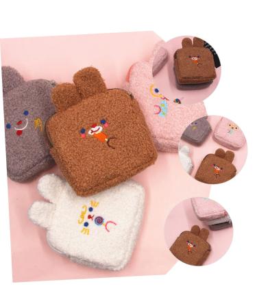 SOLUSTRE 2pcs Plush Coin Purse and Makeup Bag Set | Tampon & Pad Holder | Cute Light Brown Cosmetic Storage Pouch - Buy Online on GoSupps.com