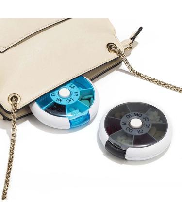 Buy Kafeiya Portable 7 Day Pill Box - Rotating Vitamin & Medicine Organizer - Blue | International Shipping - Buy Online on GoSupps.com