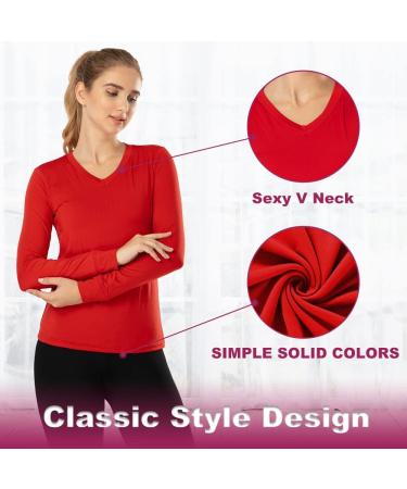 Subuteay Women's Thermal Top - Fleece Lined Long Sleeve Shirt (Red, Small) - Buy Online on GoSupps.com